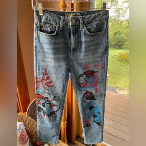 Adorable Topshop Mom Moto Japanese Jeans